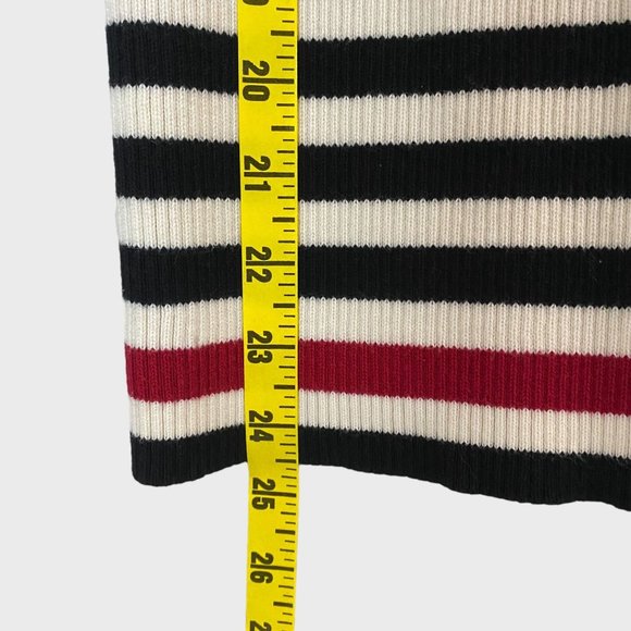 Lauren Ralph Lauren Rib-Knit Sweater Womens Medium Black White Striped Crewneck - Picture 12 of 12